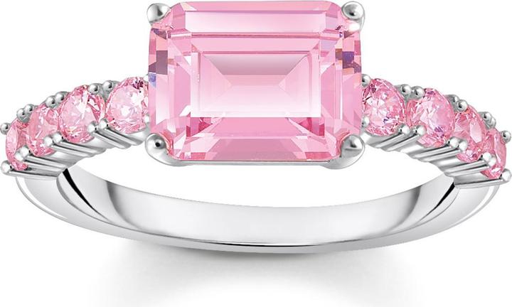 Immagine prodotto Thomas Sabo Anello solitario con pietre rosa in argento (54, 925 Argento)