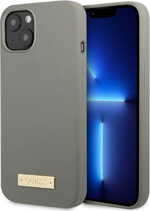 Image du produit Guess GUHMP13SSPLG iPhone 13 mini 5,4" szary/grey hard case Silicone Logo Plate MagSafe (Apple iPhone 13 mini)