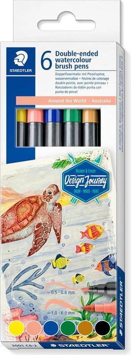 Image du produit Staedtler Feutre de coloriage double Australie, étui carton de 6, 2 pointes, largeur de trait : 1,0 (6.0 mm, 6 x)