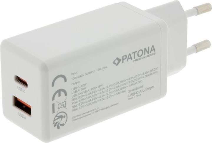 Produktbild Patona GaN PD 65W USB-C + USB-A white (65 W)
