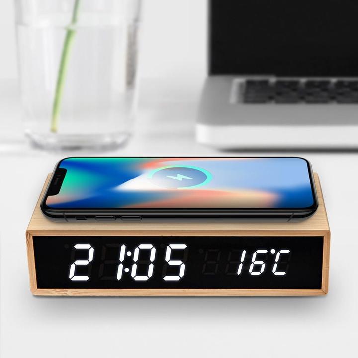 Produktbild Mikamax Bamboo Wireless Charger Clock (15 W)