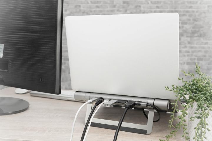 Immagine prodotto Digitus Supporto variabile per notebook con docking station USB-C® pop-out a 7 porte (USB-C, 7 Porti)