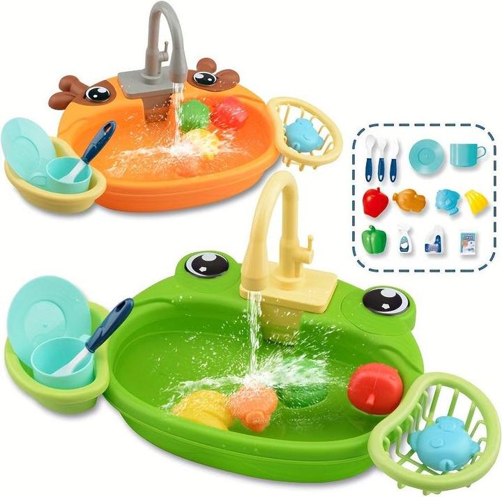 Produktbild Activity Board Spielhaus, Cartoon Simulation Küche Geschirrspülen Tabelle, elektrische Wasserhahn Zyklus aus