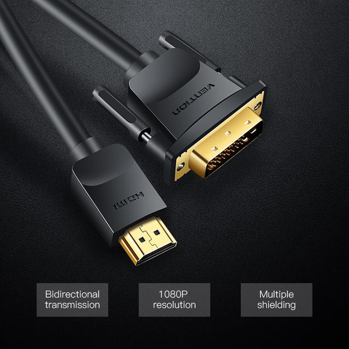 Produktbild Vention HDMI to DVI Cable 1.5m ABFBG (Black) (1.50 m, HDMI)