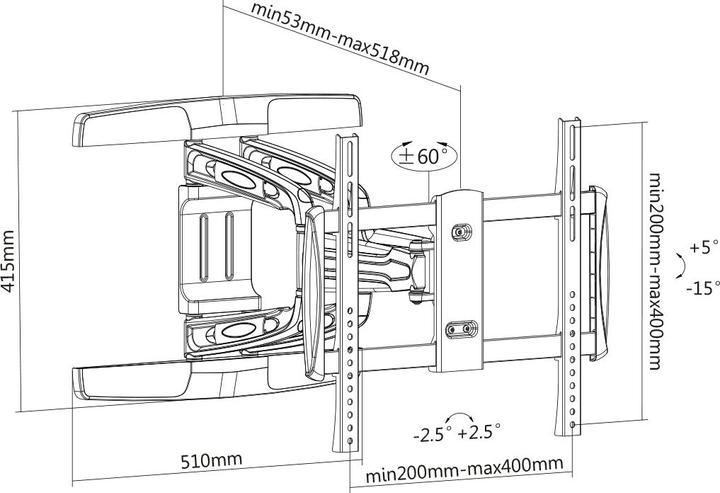 Actual product image Manhattan 461306 Universal Curved TV Wall Mount 81.3 cm (32") (Wall, 55", 50 kg)