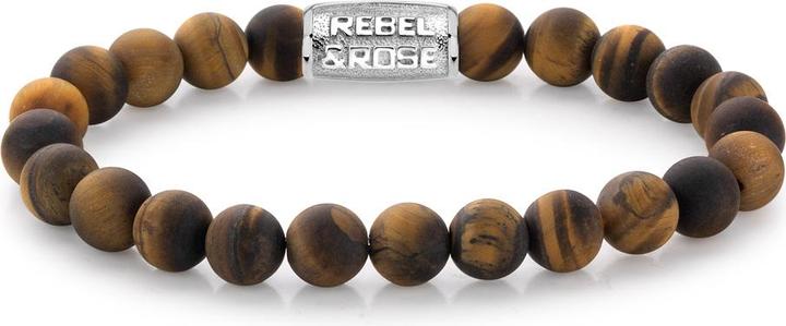 Rebel & Rose Armband Mad Tiger Lilly RR-80023-S-L Herren (19 cm, Edelstahl, Tigerauge)