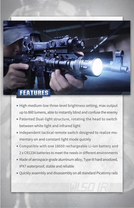 Actual product image Nextorch WL50IR weapon lamp (16 cm)