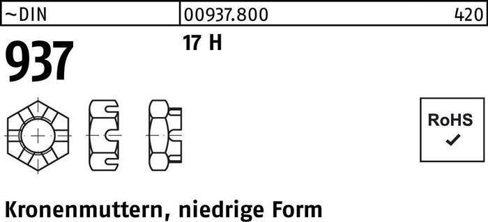 Produktbild Kronenmutter DIN 937 niedrige Form M 27 17 H