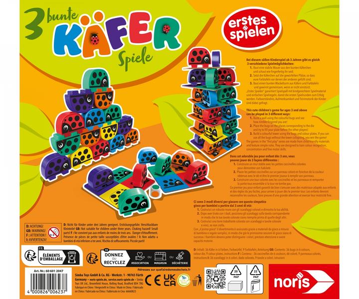 Actual product image Noris 3 colourful beetle games (German, French, Italian, English)