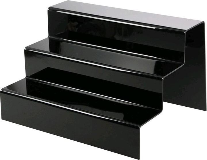 Produktbild Safe Aufsteller Treppe mit 3 Stufen aus schwarzen AcrylGlas (22 cm)