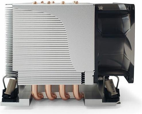 Actual product image Dynatron S6 Intel 4677 3U active aluminium heat sink with cooling fins and heat pipes in contact (91 mm)