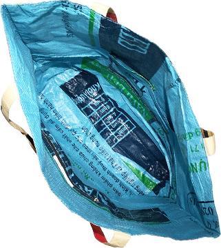 Actual product image Bekos Upcycling - Large Shopper XXL from Recycled Feed Sacks Frog yellow