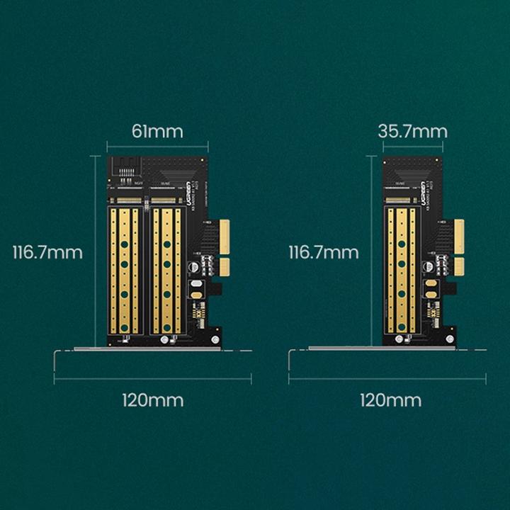 Image du produit Ugreen Adaptateur PCIe 3.0 x4 vers M.2 M-Key + M.2 B-Key