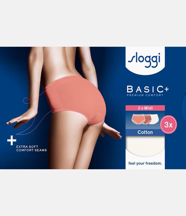 Produktbild Sloggi Unterhose BASIC+ MIDI Damen-Slip 3er Pack (50, 3er Pack)