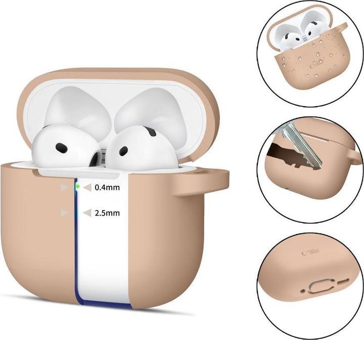Produktbild Tech-Protect Airpods 4 Caffe Latte Silicone Hook Case (Kopfhörer Tasche)