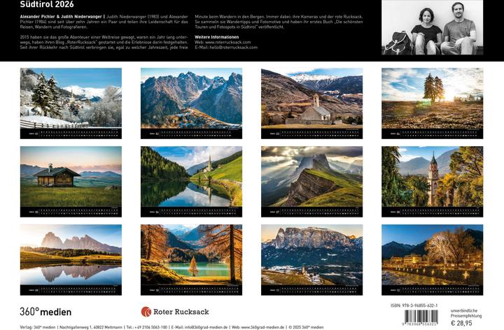 Produktbild Südtirol Premiumkalender 2026 (50 x 35 cm, Harter Einband, Deutsch)