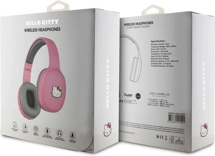 Produktbild Hello Kitty słuchawki nauszne Bluetooth HKBHA1BKHLMP różowe/pink Metal Logo (8 h, Kabellos)