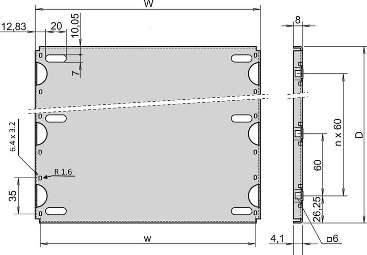 Actual product image Schroff Mounting plate standard - MOUNTING PLATE 220T 84TE