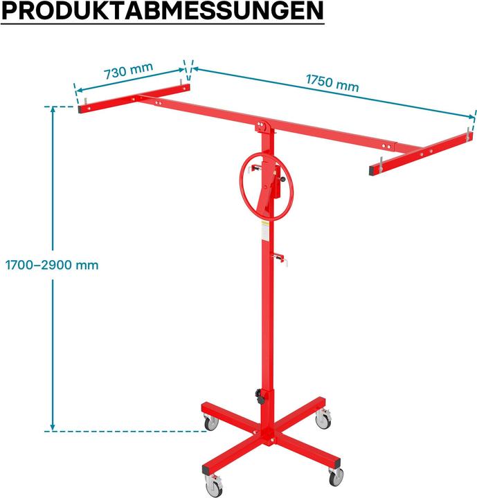 Immagine prodotto Wiltec Sollevatore di pannelli 40kg 170-290cm Aiuto per il montaggio Sollevatore di pannelli Sollevatore (40 kg)