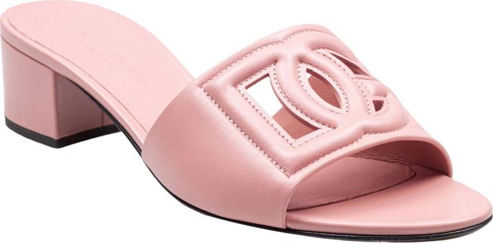 Actual product image Dolce & Gabbana pink leather mule with dg logo (41)