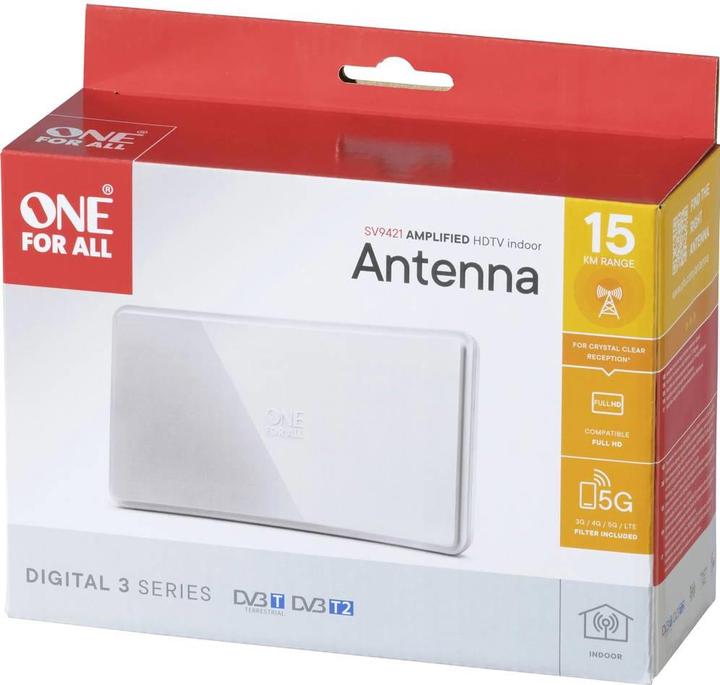 Produktbild One for All DVB-T2 Curved Antenne 5G wht (Flachantenne, 42 dB, DVB-T / -T2, DAB/ DAB+)