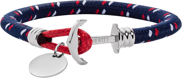Paul Hewitt Anchor Bracelet Phrep Lite Silver Nylon Navy Blue Red White M (18 cm, Nylon)