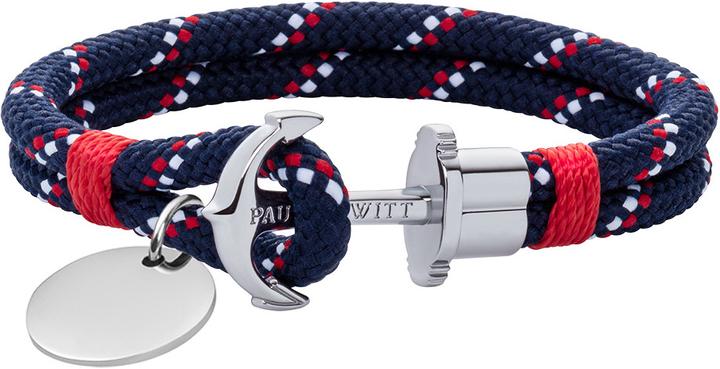 Actual product image Paul Hewitt Anchor Bracelet Phrep Silver Nylon Navy Blue Red White L (19 cm, Stainless steel, Nylon)