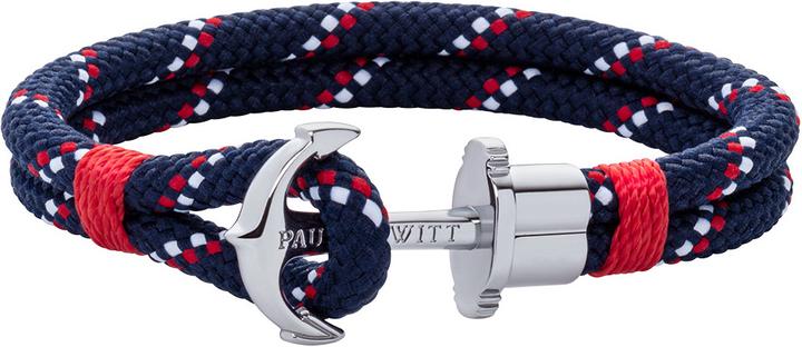 Actual product image Paul Hewitt Anchor Bracelet Phrep Silver Nylon Navy Blue Red White L (19 cm, Stainless steel, Nylon)