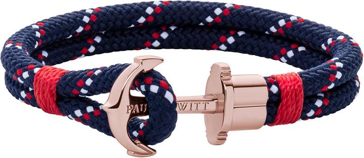 Paul Hewitt Anchor Bracelet Phrep Rose Gold Nylon Navy Blue Red White S (17 cm, Nylon)