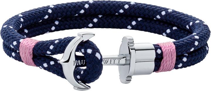 Paul Hewitt Anchor Bracelet Phrep Silver Nylon Navy Blue White Light Pink S (19 cm, Nylon)
