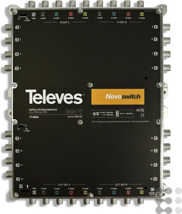 Actual product image Televes Multiswitch 22.90cm (9") 16 cast NEVO cascadable o.NT MS916C (MS916C) (Multi switch)
