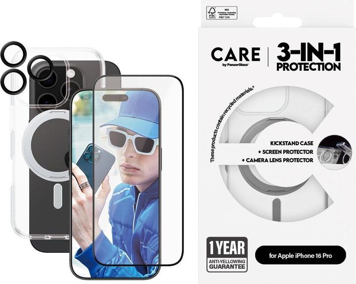 Actual product image PanzerGlass CARE Feature 3-in-1 Ceramic Bundle iPhone '24 6.3" Pro (1 Piece, Apple iPhone 16 Pro)
