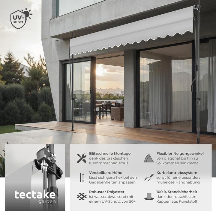 Produktbild tectake Klemmmarkise mit Handkurbel, höhenverstellbar (4 m)