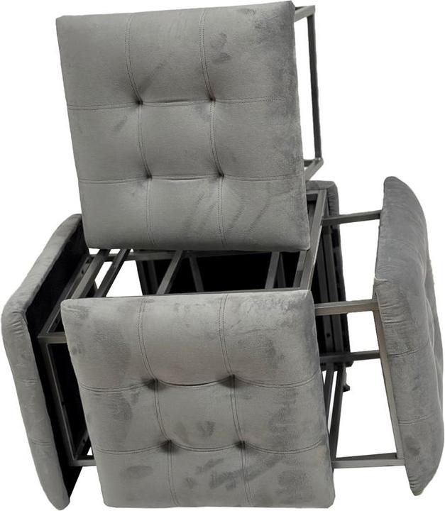 Productafbeelding Go Gift Puff transformer 5in1 - 5 krukjes in 1 poef grijs fluweel