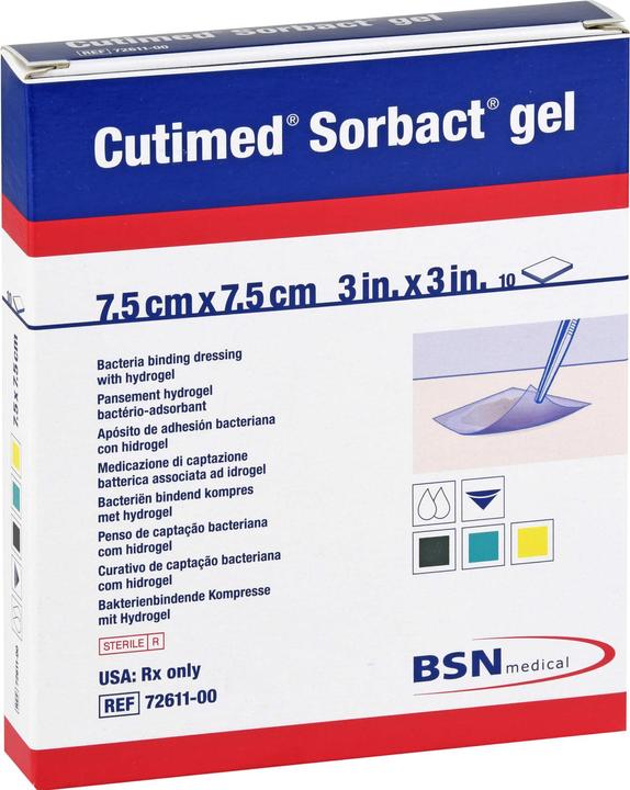 Produktbild Emramed Cutimed Sorbact Gel bakterienbindende Kompresse 7,5 cm x 7,5 cm, 10 St. Kompressen
