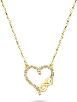 Brilio Silver - Romantic gold-plated necklace with zircons NCL52Y