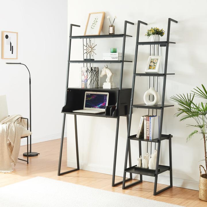 Actual product image En.Casa Furniture set Storfjord 2-pcs. 1x desk, 1x ladder shelf