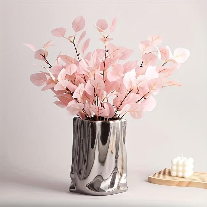 Immagine prodotto Alopini Vaso ornamentale di lusso Premium Sense Light, vaso creativo in ceramica placcata oro/argento (1 x)