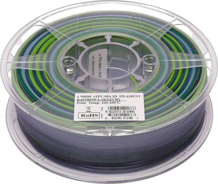 Produktbild eSUN TPU-95A Rainbow elastisches Filament 1.75mm 1Kg (1.75 mm, 1000 g, Mehrfarbig)