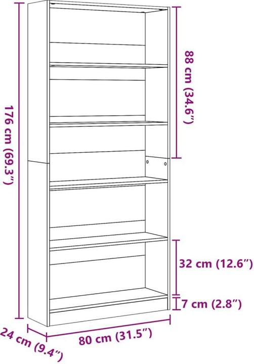 Produktbild VidaXL Bücherregal (80 x 24 x 176 cm)