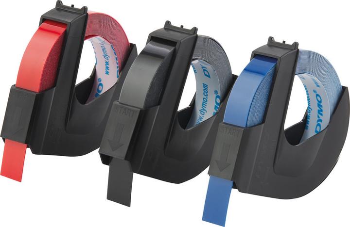 Dymo Prägeband 3D (0.90 cm, Blau, Schwarz, Rot)