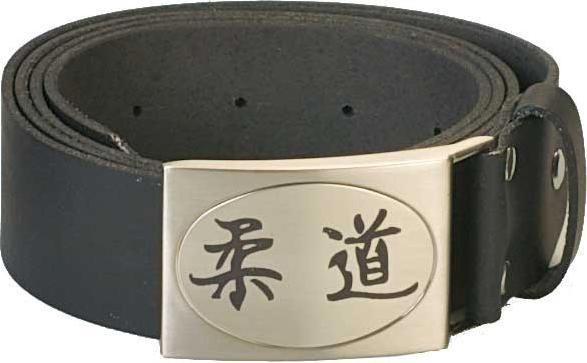 Ju-Sports Gürtel echt Leder mit graviertem Kanji Judo