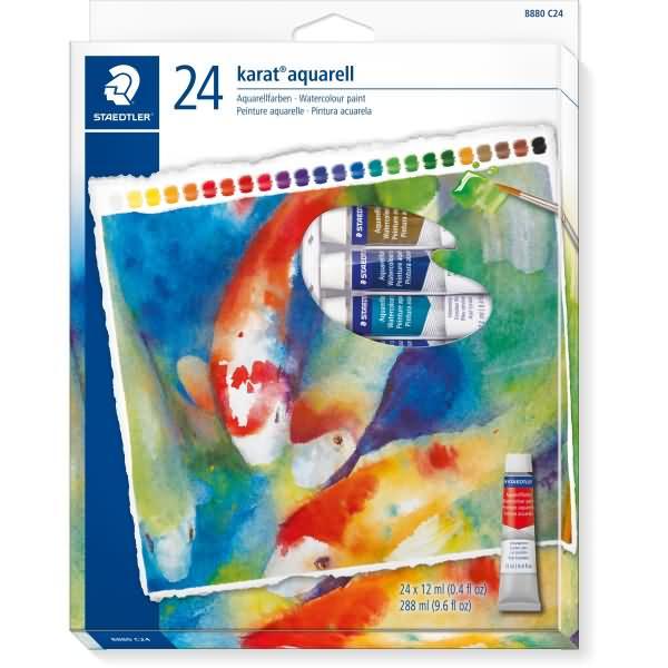 Actual product image Staedtler 8880 Watercolour paint cardboard box with 24 pieces, assorted (24 colours, 12 ml)
