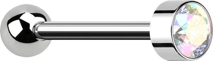 Star Piercing Micro Barbell Innengewinde silber mit Kugel silber Zylinder hoch silber mit Kristall multicolor (ohne Messing, Titan G23)