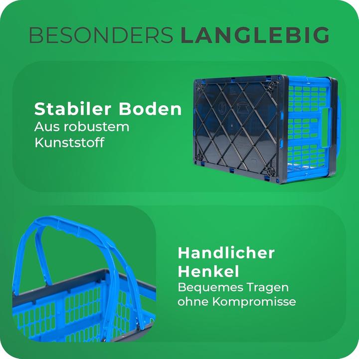 Immagine prodotto Novaliv Klappbox Blau 2er Set - 16L Faltkorb mit Henkeln - Vielseitiger Einkaufskorb - Praktische Au (16 l)