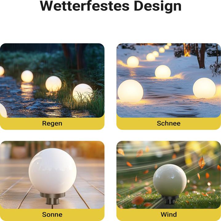 Actual product image Wiltec Outdoor Ball Light Ø30 cm, Garden Light with Ground Spike, IP44 Outdoor Light, 40W E-27 Socket (E27, IP44)