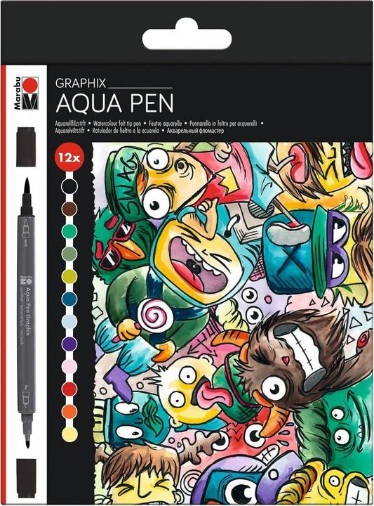 Produktbild Marabu Fasermaler Aqua Pen Graphix Mega Mash, 12 Stück (Mehrfarbig, 12 x)