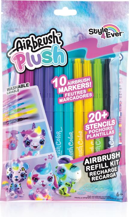 Actual product image Canal Toys Airbrush Plush - Refill Kit 10 pens (256) (Violet, Turquoise, Yellow, Green, Black, 10 x)