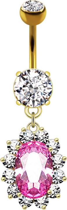 Immagine prodotto Star Piercing Banana placcata oro 14k con due sfere di cristallo ciondolo in argento grande cristallo ovale rosa (Ottone, Acciaio chirurgico 316L)
