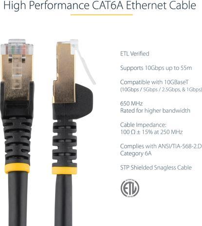 Produktbild StarTech Patch Cable Cat6a 1m Black (STP, CAT6a, 1 m)